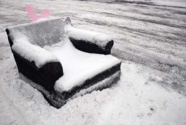 This picture is of a couch in the Lakeland High School parking lot. On Tuesday Feb. 16 during a very chilly day.
