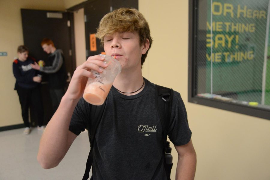 Kash Lund enjoys his drink from the social bean