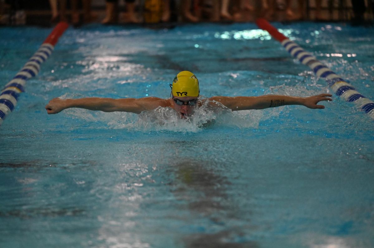 Calvin Papenfuss swims as fast as he can.