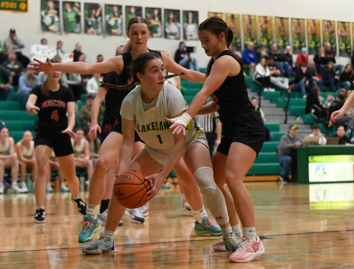 Karstyn Kiefer defends the ball. 