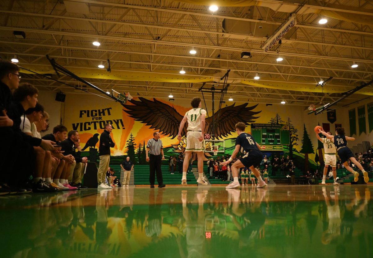 Wyatt Fuhriman watching after making pass on The Hawks Senior night on Jan 8. 2025