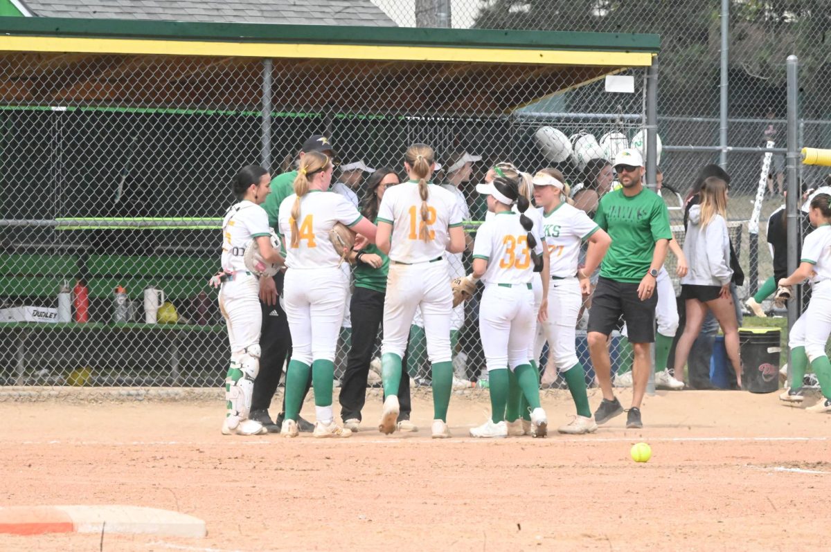 The hawks meeting before they go hit During the Hawks Districts game 