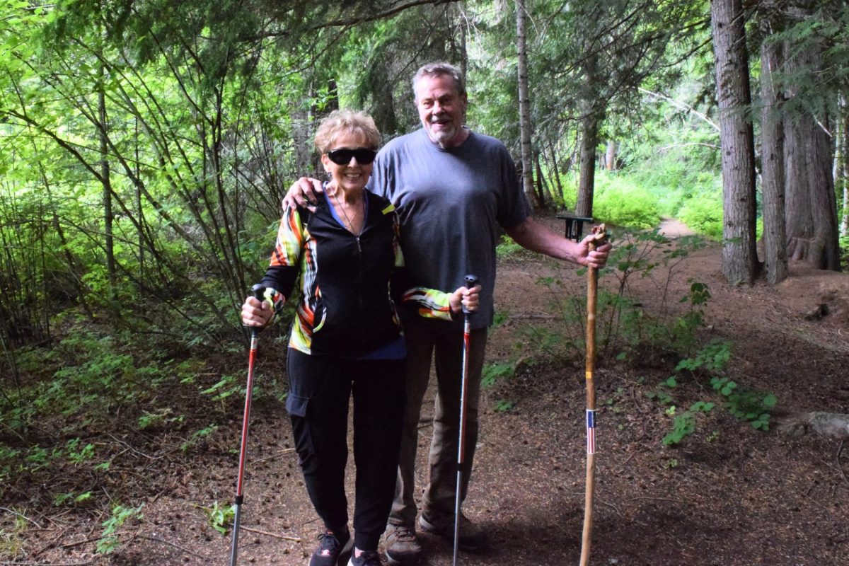 A cute couple on an evening hike up Rathdrum mountain.